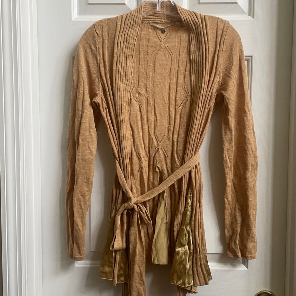Anthropologie Knitted and Knotted belted cardigan.